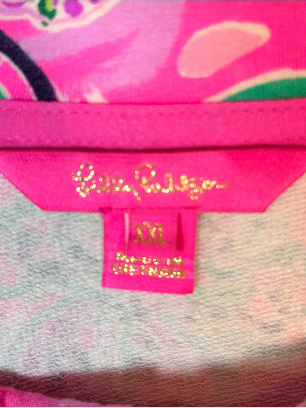 Lilly Pulitzer Hot Pink Zip Up Floral Print Top with Pockets XXL - Picture 9 of 11